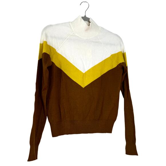 OFFLINE by Aerie Chillside Ski Mockneck Sweater White Brown Yellow NWT XS - Picture 2 of 9